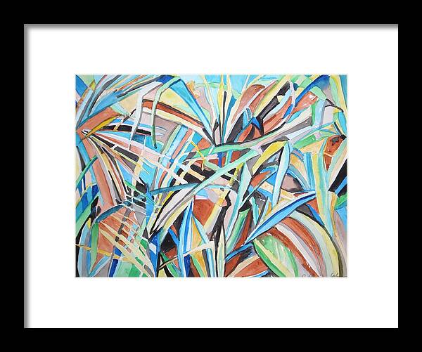 Reed Abstraction Framed Print featuring the painting Reed Abstraction by Esther Newman-Cohen