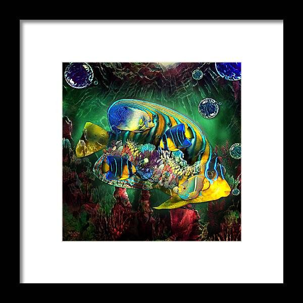  Framed Print featuring the digital art Reef Fish Fantasy Art by Artful Oasis
