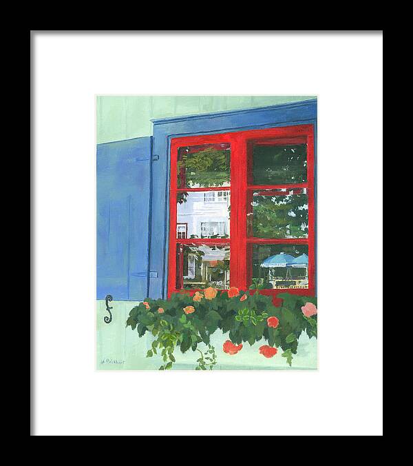 Window Framed Print featuring the painting Reflecting Panes by Lynne Reichhart