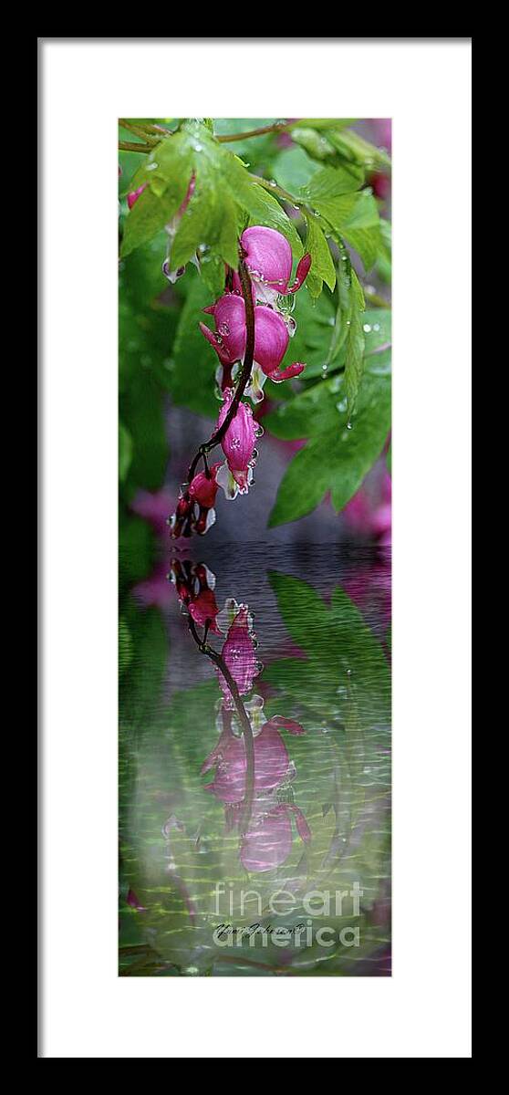 Flowers Framed Print featuring the photograph Reflection on the water puddle by Yumi Johnson
