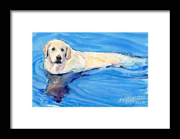 Yellow Labrador Retriever Framed Print featuring the painting Reflection Pool by Molly Poole