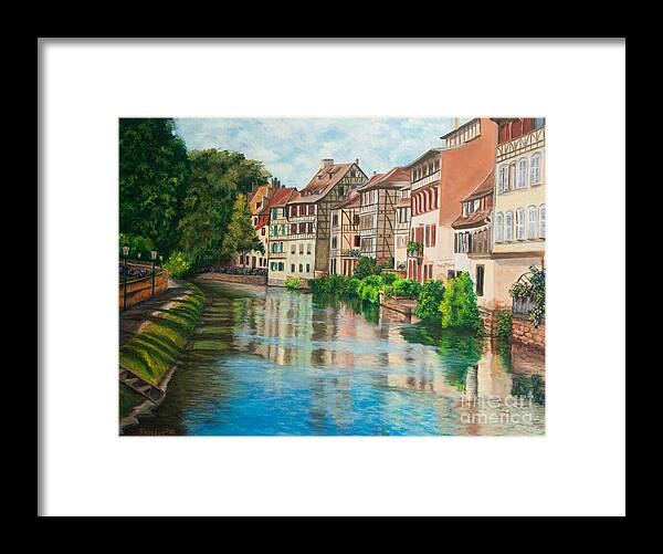 Strasbourg France Art Framed Print featuring the painting Reflections Of Strasbourg by Charlotte Blanchard