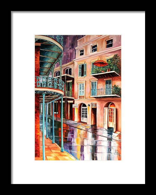 New Orleans Framed Print featuring the painting Reflections on St Peter Street by Diane Millsap
