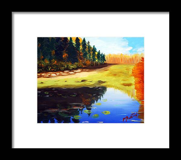 Landscape Framed Print featuring the painting Reflections by Phil Burton