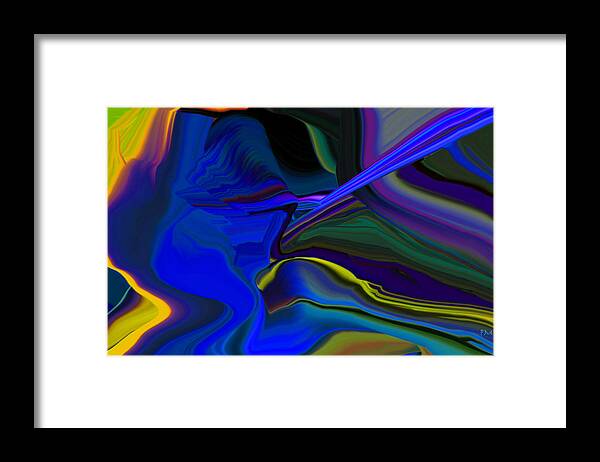  Original Contemporary Framed Print featuring the digital art Refracted Ray of Blue by Phillip Mossbarger