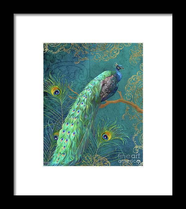 Peacock Framed Print featuring the painting Regal Peacock 3 Midnight by Audrey Jeanne Roberts
