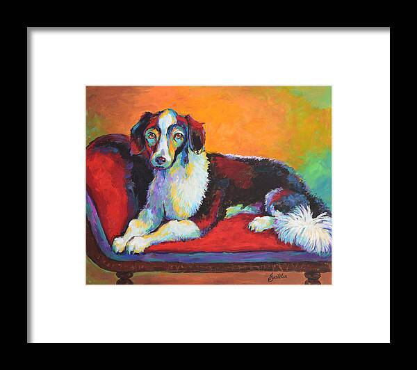 Pet Framed Print featuring the painting Regal Puppy by Jyotika Shroff