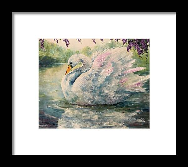 Swan Framed Print featuring the painting Regal Swan by ML McCormick