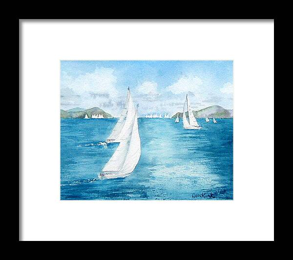  Yachts Framed Print featuring the painting Regatta Time by Diane Kirk