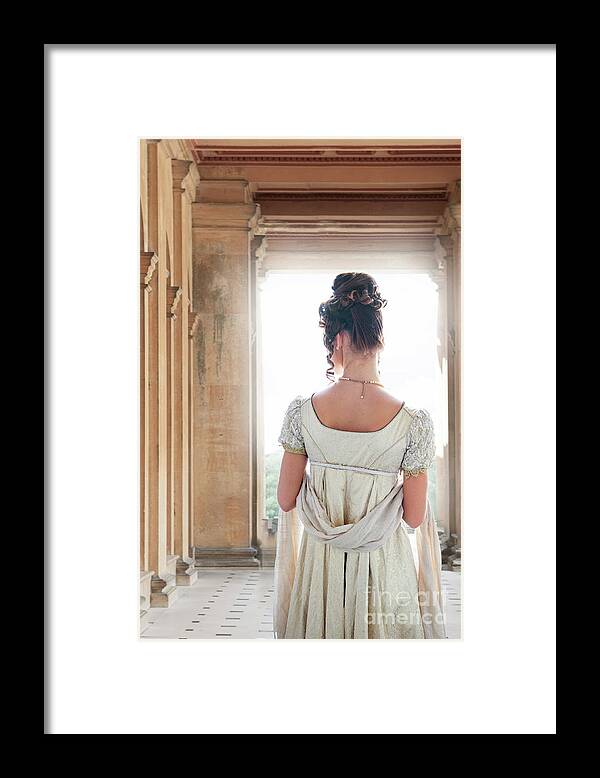 Regency Framed Print featuring the photograph Regency Woman Under A Colonnade by Lee Avison