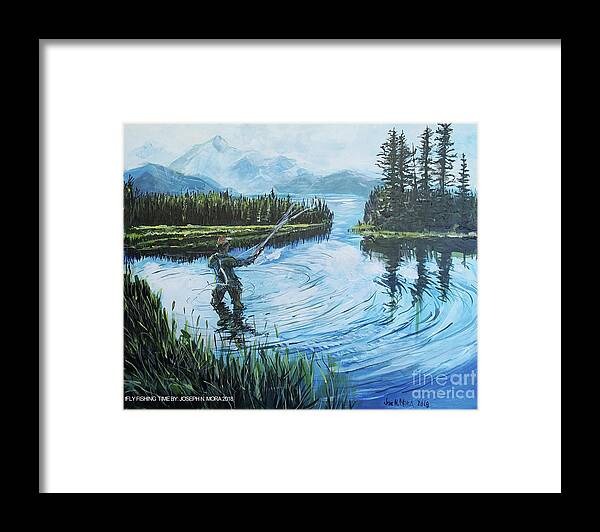 Fly Fishing Framed Print featuring the painting Relaxing @ Fly Fishing by Joseph Mora