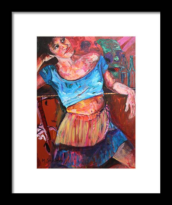 Portraits Framed Print featuring the painting Relaxing by Madeleine Shulman