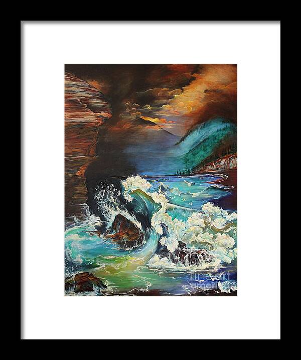 Relentless Framed Print featuring the painting Relentless Wave by Farzali Babekhan