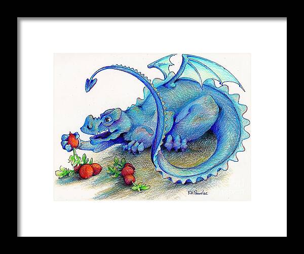 Dragon Framed Print featuring the drawing Reluctant Vegetarian by K M Pawelec