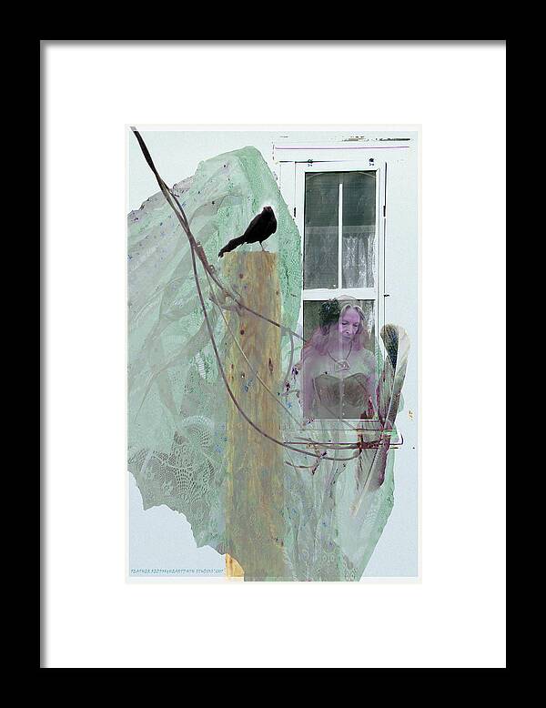 Girl At Window Framed Print featuring the photograph Remembered Bird Song by Feather Redfox