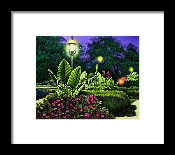 Park Framed Print featuring the painting Rendezvous in the Park by Michael Frank