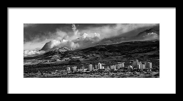 Reno Framed Print featuring the photograph Reno Storm Black and White by Rick Mosher