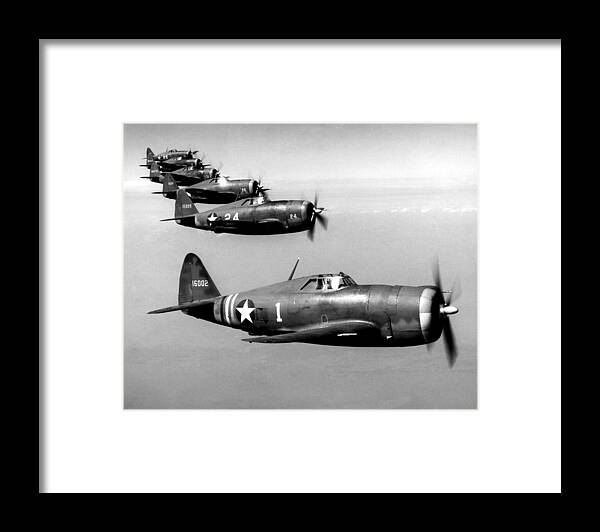 1940s Candid Framed Print featuring the photograph Republic P-47 Thunderbolts, Circa 1943 by Everett