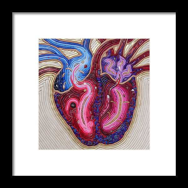 Heart Image Framed Print featuring the relief Resilient Heart by Arla Patch