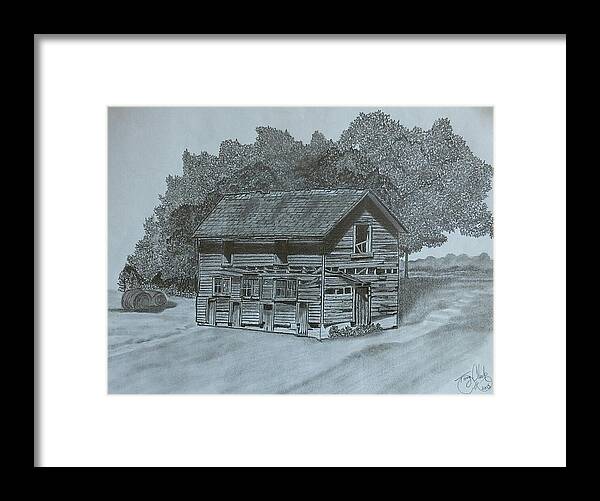 Pencil Framed Print featuring the drawing Rest in Pieces by Tony Clark
