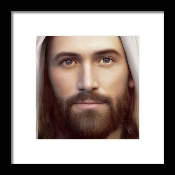 Jesus Framed Print featuring the painting Resurrection and the Life Detail by Brent Borup