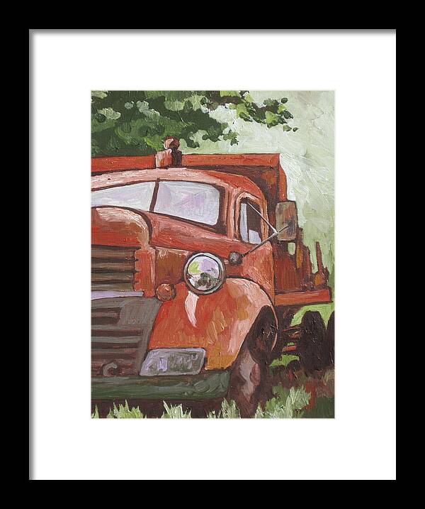 Truck Framed Print featuring the painting Retired by Sandy Tracey