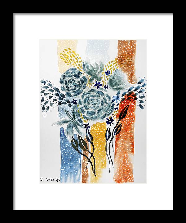 Floral Framed Print featuring the painting Retro Florals 2 by Carol Crisafi