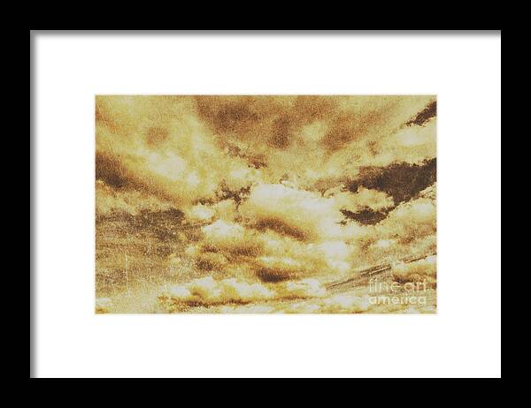 Dramatic Framed Print featuring the photograph Retro grunge cloudy sky background by Jorgo Photography
