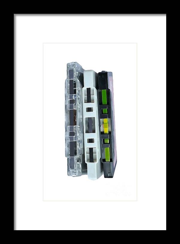 Music Framed Print featuring the painting Retro Music Cassette Tapes tee by Edward Fielding