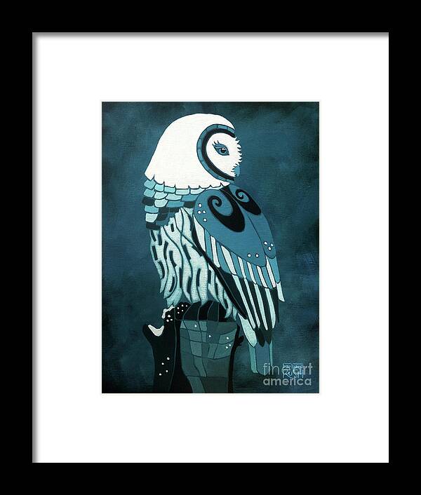 Owl Art Framed Print featuring the painting Retrospect in the Moonlight Owl by Barbara Rush