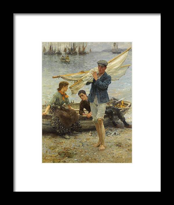 Return From Fishing Framed Print featuring the painting Return from Fishing by Henry Scott Tuke