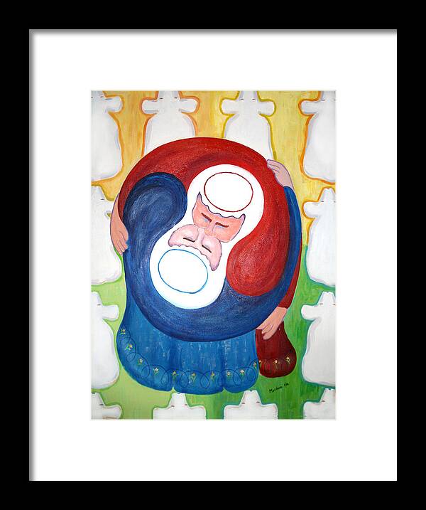 Judaica Framed Print featuring the painting Reunion Jacob and Essau by Mordecai Colodner