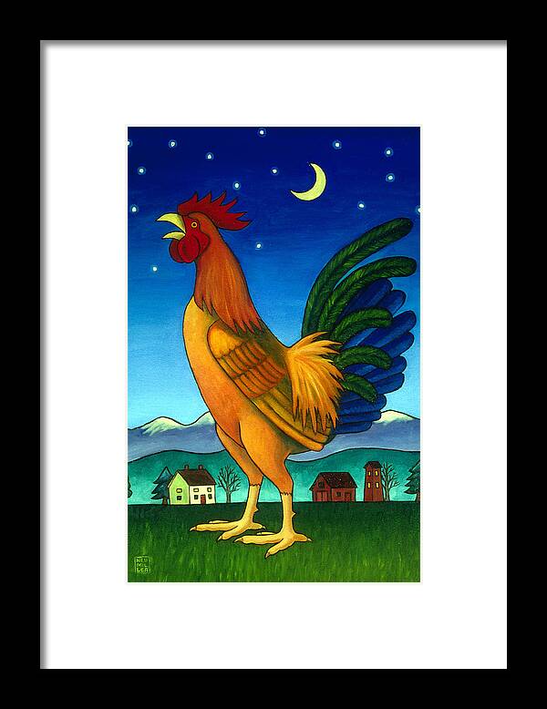 Chicken Framed Print featuring the painting Reveille by Stacey Neumiller