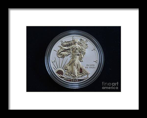 Reverse Proof Silver Eagle Dollar Coin Framed Print featuring the digital art Reverse Proof Silver Eagle Dollar Coin by Randy Steele