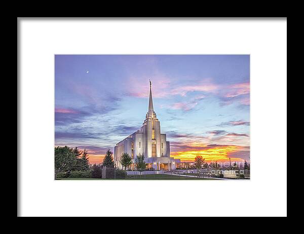 Cathedral Framed Print featuring the photograph Rexburg Idaho Temple Summer Sunset by Bret Barton