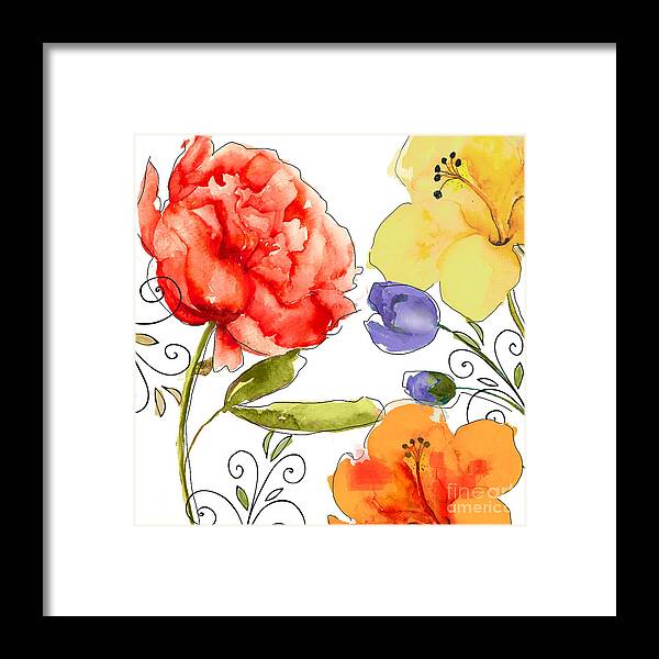 Watercolor Peony Framed Print featuring the painting Rhapsody II by Mindy Sommers