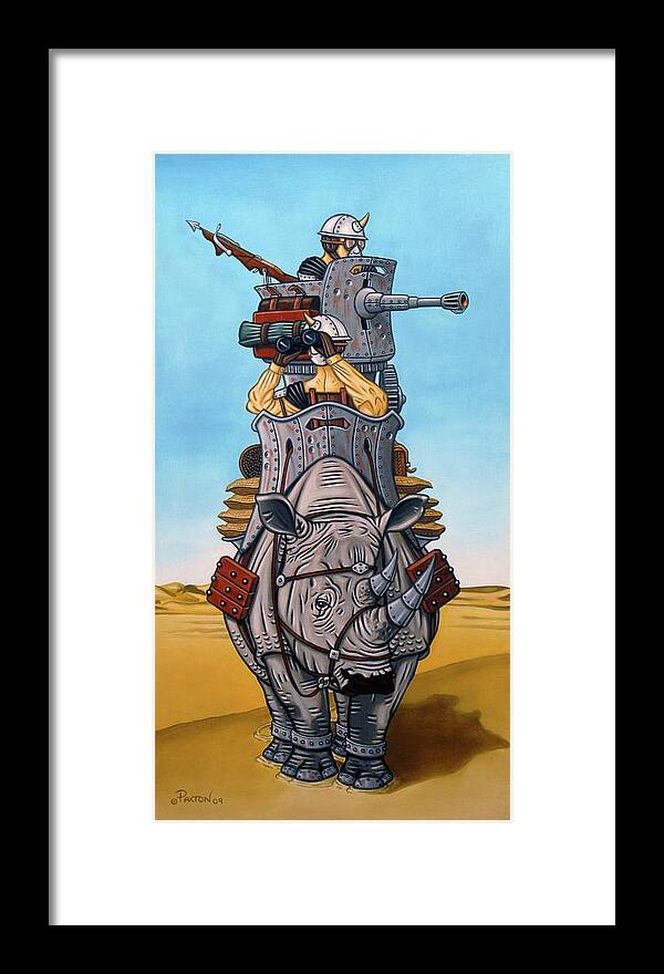  Framed Print featuring the painting Rhinoceros Riders by Paxton Mobley