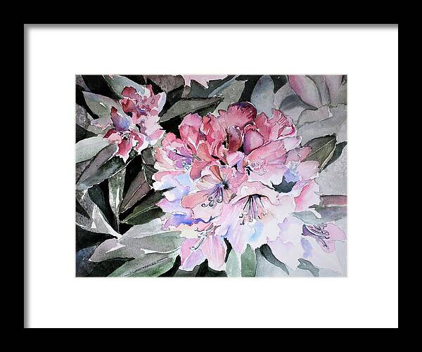 Rhododendron Framed Print featuring the painting Rhododendron Rose by Mindy Newman