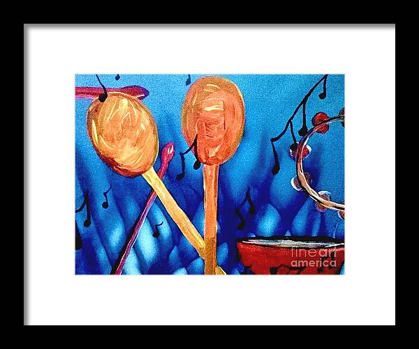 Drum Stick Shaker Framed Print featuring the painting Rhythm by James and Donna Daugherty