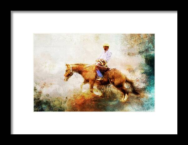 Cowboy Framed Print featuring the photograph Ride for the Win by Toni Hopper