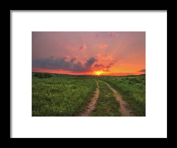 Kansas Framed Print featuring the photograph Ride off into the Sunset by Darren White
