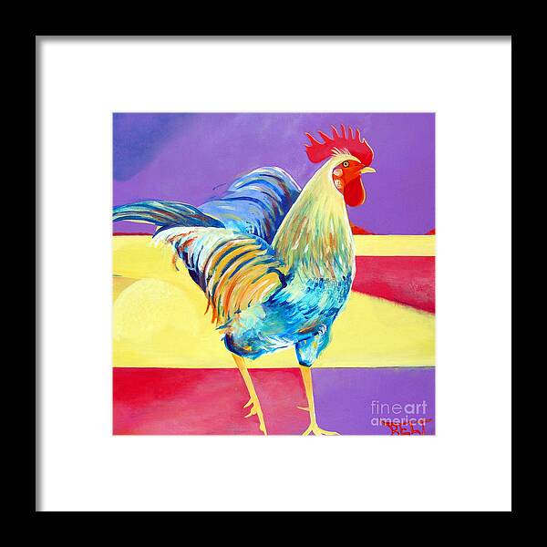 Rooster Framed Print featuring the painting Riley the Rooster by Christine Belt