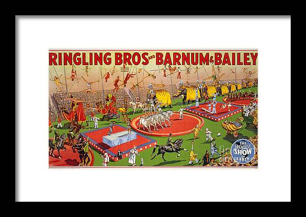 Vintage Framed Print featuring the painting Ringling Brothers and Barnum and Bailey Vintage Poster by Vintage Treasure