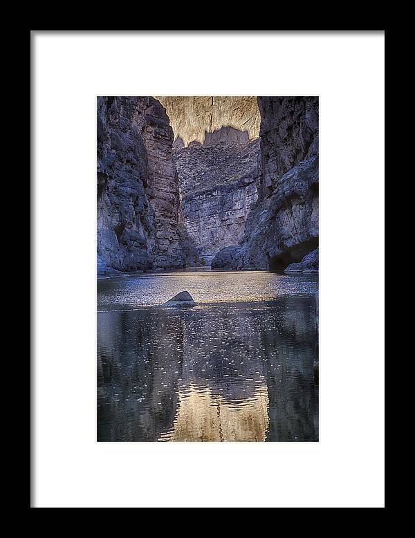 Rio Grande Framed Print featuring the tapestry - textile Rio Grand, Santa Elena Canyon Texas by Kathy Adams Clark
