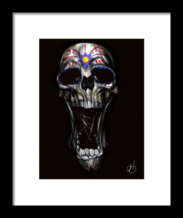 Skull Framed Print featuring the painting R.i.p by Pete Tapang