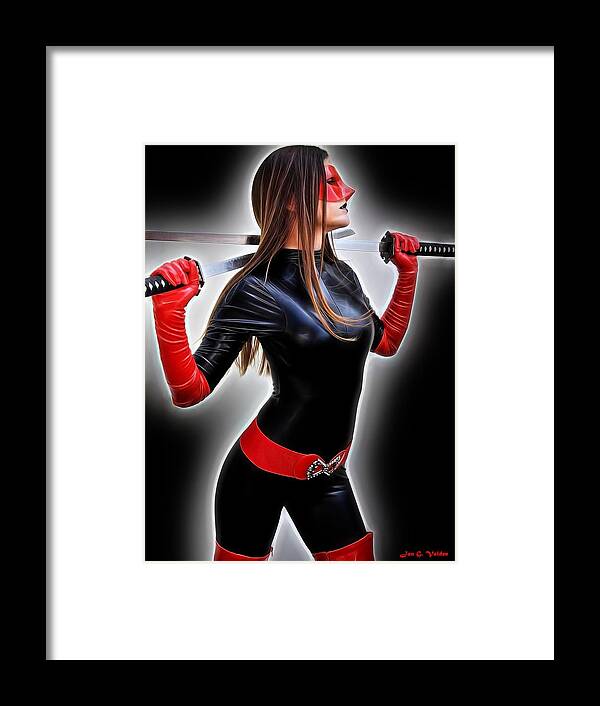 Fantasy Framed Print featuring the painting Rise Of The Crimson Avenger by Jon Volden