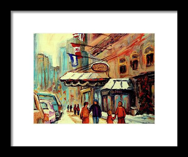 The Ritz Carlton Hotel Framed Print featuring the painting Ritz Carlton Montreal Cityscenes by Carole Spandau
