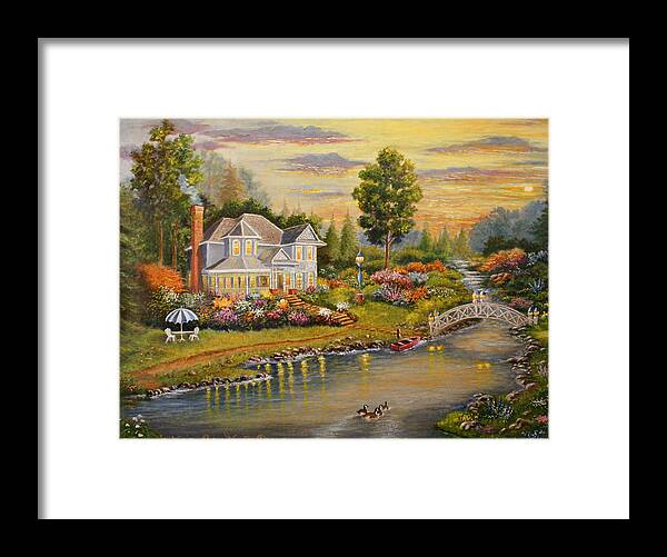 Landscape Framed Print featuring the painting River Home by Lucille Owen-Huston