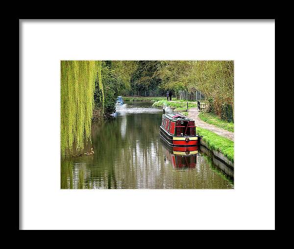 River Boat Framed Print featuring the photograph River Stort In April by Gill Billington