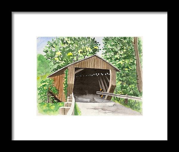 Watercolor Framed Print featuring the painting Riverdale Road Bridge by Laurie Anderson
